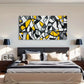 Geometric Abstract Black Yellow Wall Art Canvas Office Home Room Framed 120x60cm