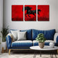 3pcs  Red Background, Black Horse   Wall Art Set Canvas Framed 40x60cm - High Quality Print 100% Australian Made Wall Canvas Ready to Hang