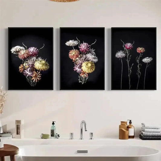 3pcs Colorful Flower Still Life Metal Print Ready to Hang Art