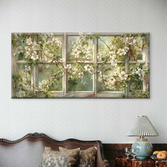 Floral &with Blooming Vines Wall Art Canvas Office Home Room Framed 80x45cm