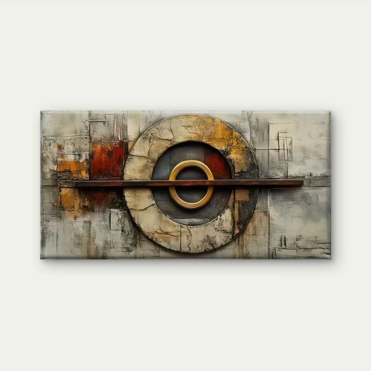 Abstract Concentric Circles Wall Art Canvas Office Home Room Framed 80x45cm