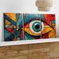 3pcs Modern Art Eye Blue & Black Golden Red Pink Wall Art Set Canvas Framed 40x60cm - High Quality Print 100% Australian Made Wall Canvas Ready to Hang
