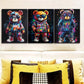 3pcs Featuring a Teddy Bear Adorned Solely Wall Art Set Canvas Framed 40x60cm - High Quality Print 100% Australian Made Wall Canvas Ready to Hang