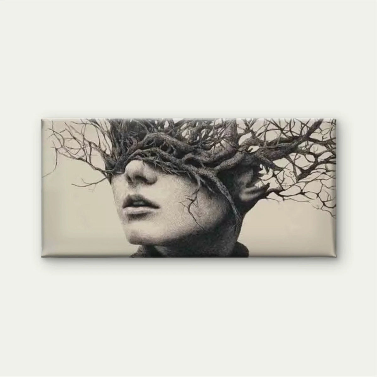 Portrait of a Face with Tree Wall Art Canvas Office Home Room Framed 120x60cm