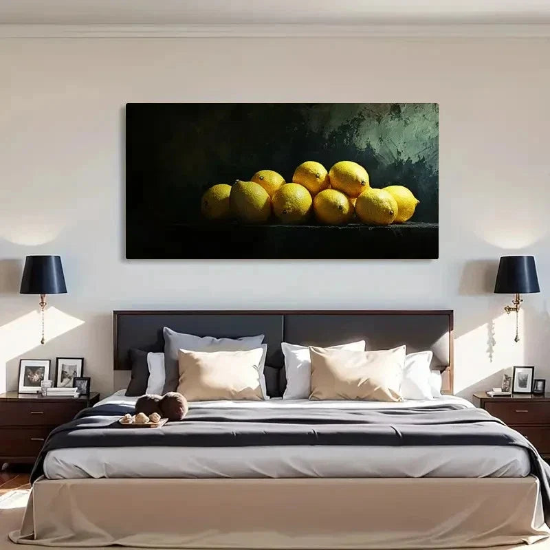 Lemon Modern Dark BG Décor Wall Art Canvas Office Home Room Framed 120x60cm