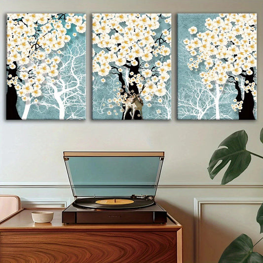 3pcs Spring Summer Floral Landscape Metal Print Ready to Hang Art