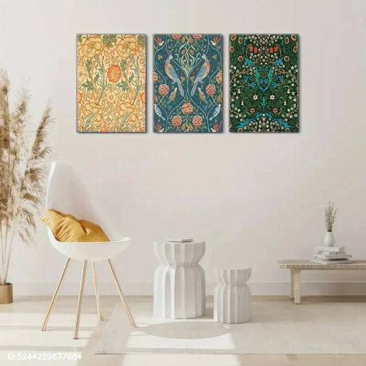3pcs Floral Wall Art Poster Vintage Minimalism Art Metal Print Ready to Hang Art