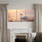 3pcs Elegant Swan Serene Lake Pink for Lotus Metal Print Ready to Hang Art