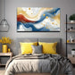 Vibrant Fluid Wave Golden Wall Art Canvas Office Home Room Framed 120x60cm