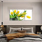 3pcs    Yellow Tulip & Green Foliage  Metal Print Ready to Hang Art
