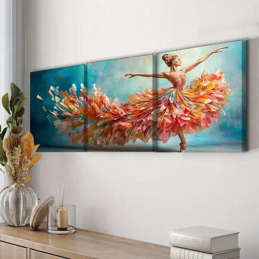 3pcs A Flowing Ballerina Bright Beauty Perfect Wall Art Set Canvas Framed 40x60cm - High Quality Print 100% Australian Made Wall Canvas Ready to Hang