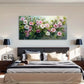 Impressionistic White Flowers Wall Art Canvas Office Home Room Framed 120x60cm