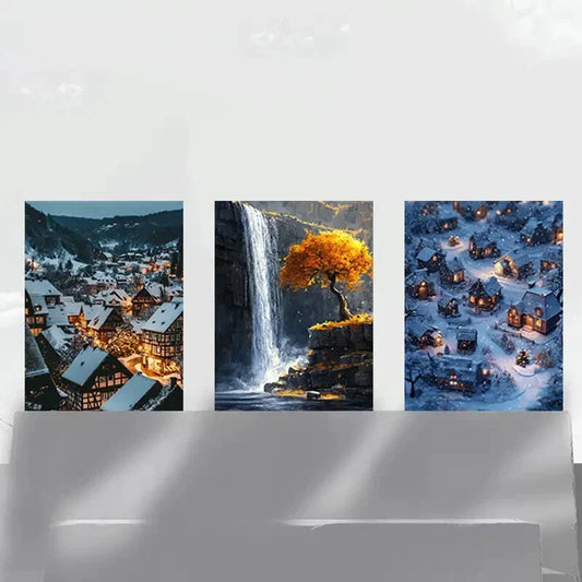 3pcs Autumn and Winter Scenic Metal Print Ready to Hang Art