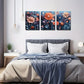 3pcs Vibrant Orange & Pink Flowers Metal Print Ready to Hang Art