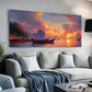 Sunset with Boats Mountain wall canvas office home room framed 120x60cm