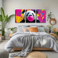 3pcs Panda Pink Paint Bubble cartoon style Wall Art Set Canvas Framed 40x60cm - High Quality Print 100% Australian Made Wall Canvas Ready to Hang