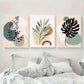 3pcs Abstract Geometric Shape Plant Flowers Metal Print Ready to Hang Art