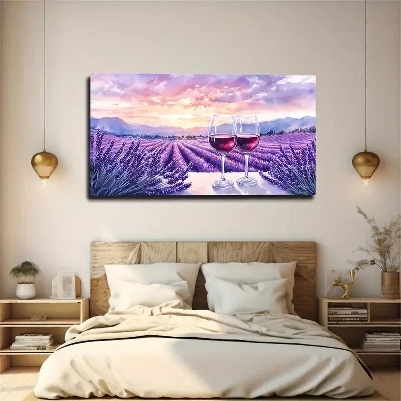Sky Dyed Pink Purple Gradient Wall Art Canvas Office Home Room Framed 120x60cm