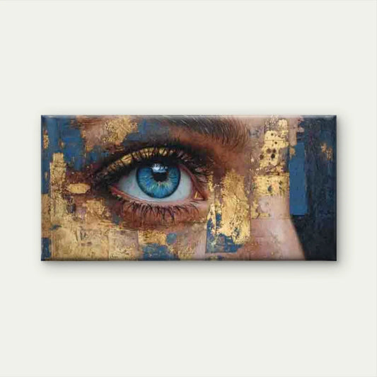 Golden Eye, an Abstract Wall Art Canvas Office Home Room Framed 80x45cm