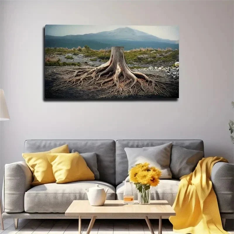Dramatic Tree Roots Wall Art Canvas Office Home Room Framed 120x60cm