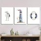 3pcs White seagull wearing scarf, lighthouse Wall Art Set Canvas Framed 40x60cm - High Quality Print 100% Australian Made Wall Canvas Ready to Hang