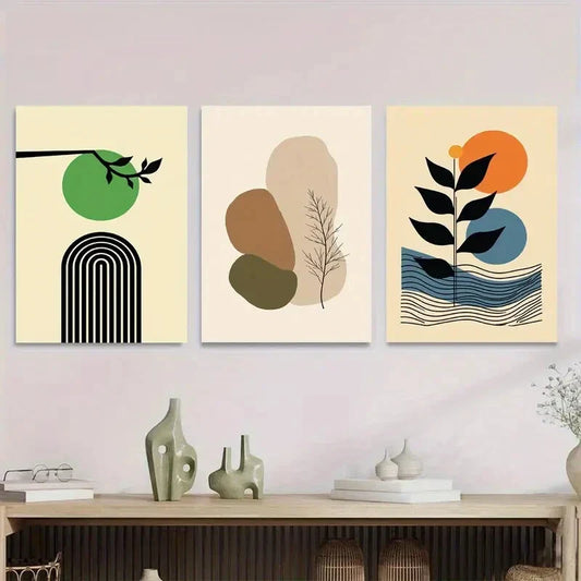 3pcs Modern Minimalist Abstract Metal Print Ready to Hang Art
