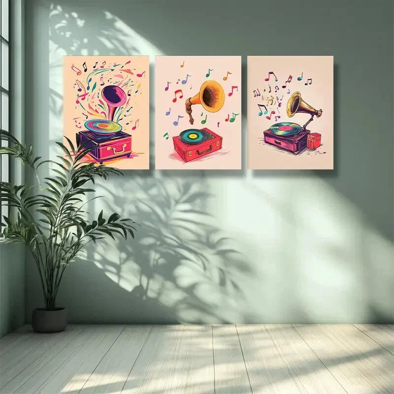 3pcs  Note, record Art Painting  Metal Print Ready to Hang Art