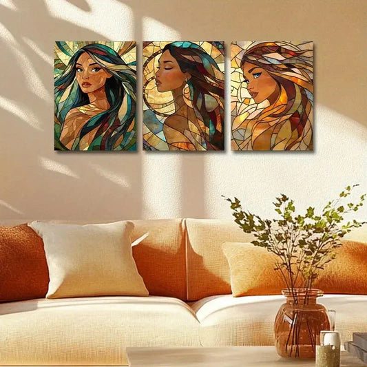 3pcs Luxurious Princess Design Metal Print Ready to Hang Art