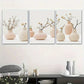 3pcs Vases And Plants in Soft Tones Metal Print Ready to Hang Art