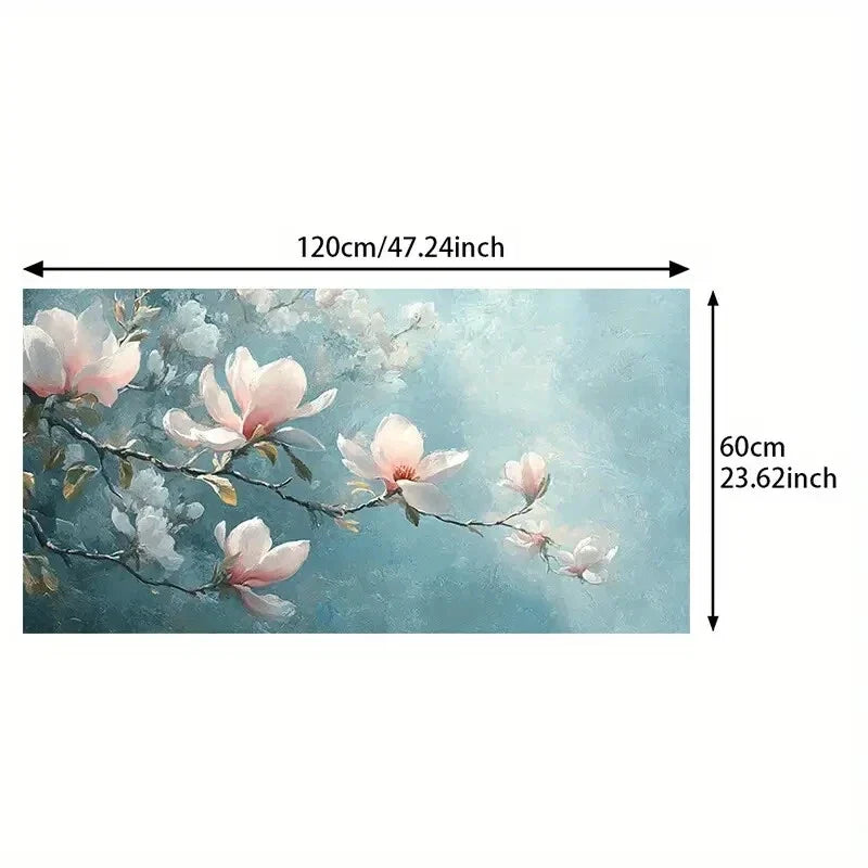 Soft Blue & Pink Flowers wall canvas office home room framed 120x60cm