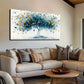 Blue and Golden Tree Abstract Wall Art Canvas Office Home Room Framed 120x60cm