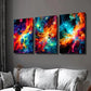 3pcs Abstract Colorful Space Stars Orientation Wall Art Set Canvas Framed 40x60cm - High Quality Print 100% Australian Made Wall Canvas Ready to Hang