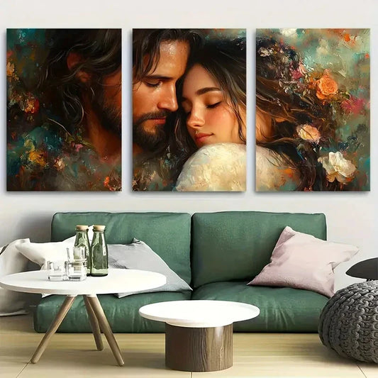 3pcs Romantic Man Embracing Woman Metal Print Ready to Hang Art