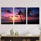 3pcs Palm Tree Ocean Beach Sunset Wall Art Set Canvas Framed 40x60cm - High Quality Print 100% Australian Made Wall Canvas Ready to Hang