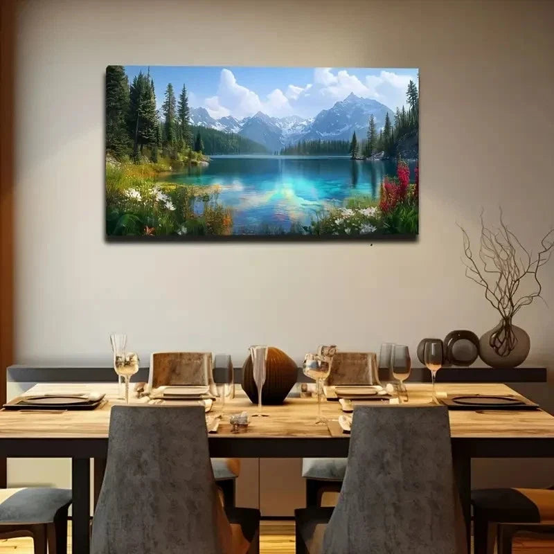 Depicting Vibrant Spring Scene Wall Art Canvas Office Home Room Framed 80x45cm