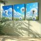 3pcs White dandelion Painting Wall Art Set Canvas Framed 40x60cm - High Quality Print 100% Australian Made Wall Canvas Ready to Hang
