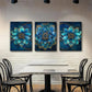 3pcs Teal Blue Mandala Flower Elegant Perfect Wall Art Set Canvas Framed 40x60cm - High Quality Print 100% Australian Made Wall Canvas Ready to Hang