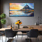 Magical Castle By The Lake Wall Art Canvas Office Home Room Framed 80x45cm