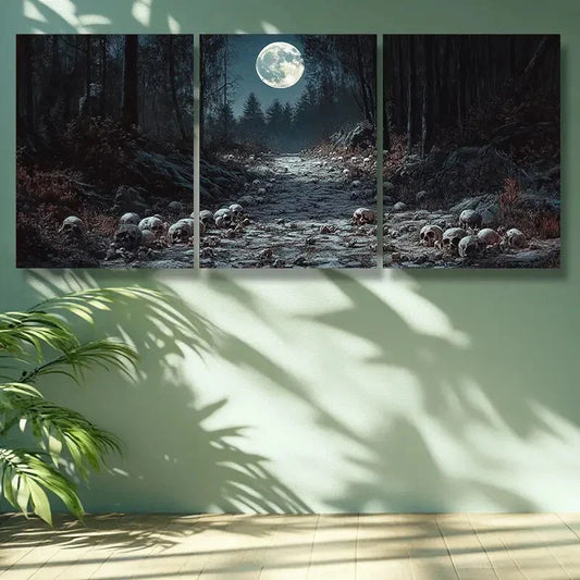 3pcs Path, skeleton Art Painting  Metal Print Ready to Hang Art