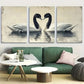3pcs Minimalist Modern Antique Swans Metal Print Ready to Hang Art
