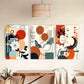 3pcs Vibrant Geometric & Floral Designs Metal Print Ready to Hang Art