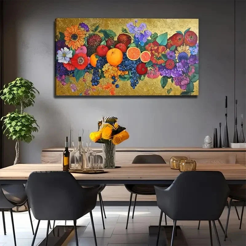 Elegant Flowers Fruits Perfect Wall Art Canvas Office Home Room Framed 120x60cm