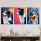 3pcs Vibrant Moonlight Sky Forest Collie Dog Wall Art Set Canvas Framed 40x60cm - High Quality Print 100% Australian Made Wall Canvas Ready to Hang