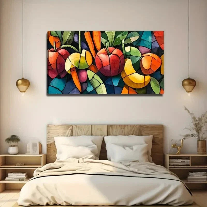Vibrant Abstract Fruit Enhances Wall Art Canvas Office Home Room Framed 120x60cm