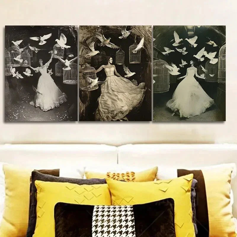 3pcs The trapped bride   Wall Art Set Canvas Framed 40x60cm - High Quality Print 100% Australian Made Wall Canvas Ready to Hang