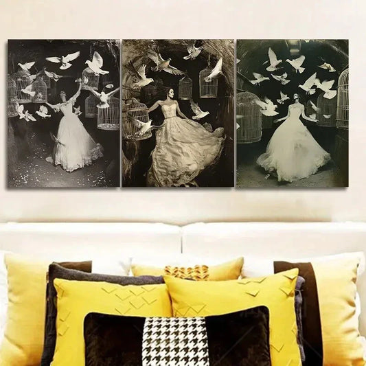 3pcs The trapped bride   Wall Art Set Canvas Framed 40x60cm - High Quality Print 100% Australian Made Wall Canvas Ready to Hang