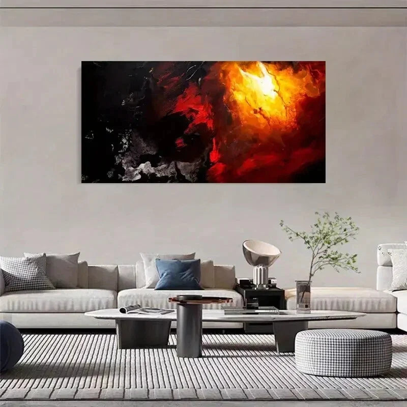 Fantasy Clouds Black Red Wall Art Canvas Office Home Room Framed 120x60cm