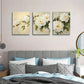 3pcs Elegant White Peony Floral Canvas Wall Art Metal Print Ready to Hang Art