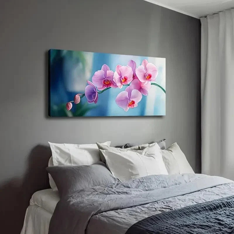 Pink Blooming Flowers Green Wall Art Canvas Office Home Room Framed 120x60cm