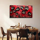 Red & Black Abstract Floral Wall Art Canvas Office Home Room Framed 120x60cm
